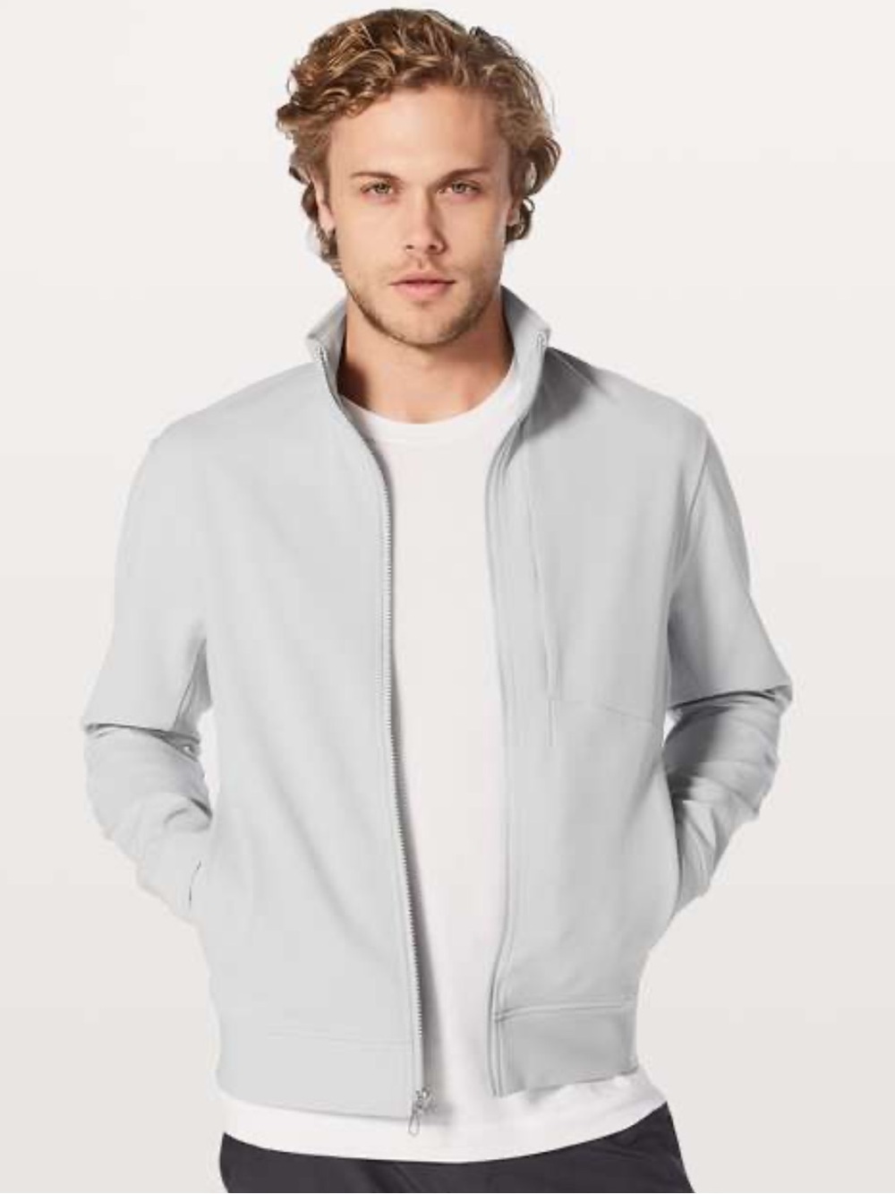 LULULEMON Sojourn Jacket Sweater Track Sweat Wicking Light Grey Mens Size XXL